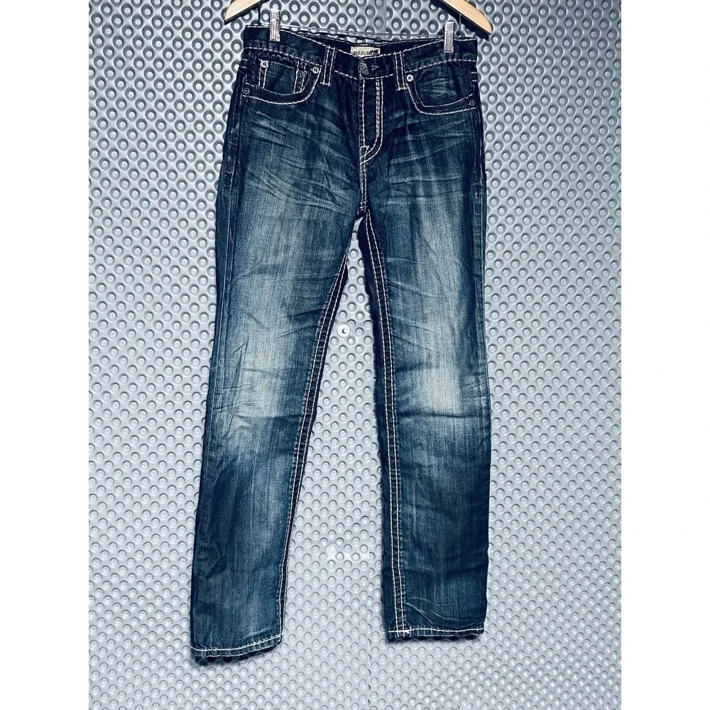 MEK Denim Jeans Mens 30x34 Tetoman Straight Leg Western Rock Rodeo Big Pockets